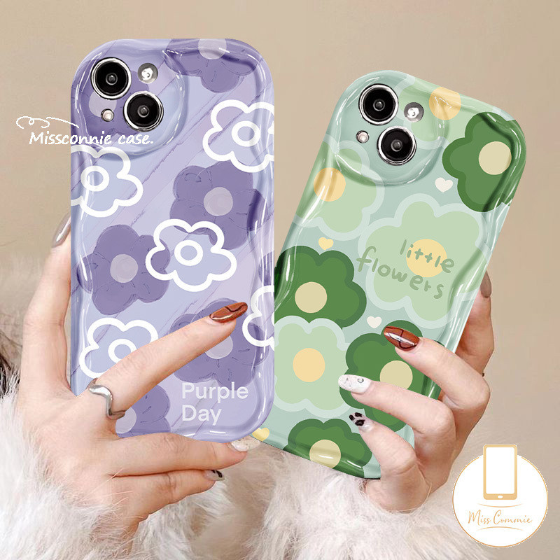 เคสโทรศัพท์มือถือ ลายภาพวาดสีน้ํามัน รูปดอกไม้สีม่วง สีเขียว สําหรับ Vivo Y27 Y22 Y17s Y36 Y17 Y15 Y16 Y51 Y20s V25E Y21 Y33 Y91C Y27s Y35 Y22s Y30 Y02 V29 Y31 Y11 Y12s V27 Y20 Y21s Y15s V25 Y91 Y12s