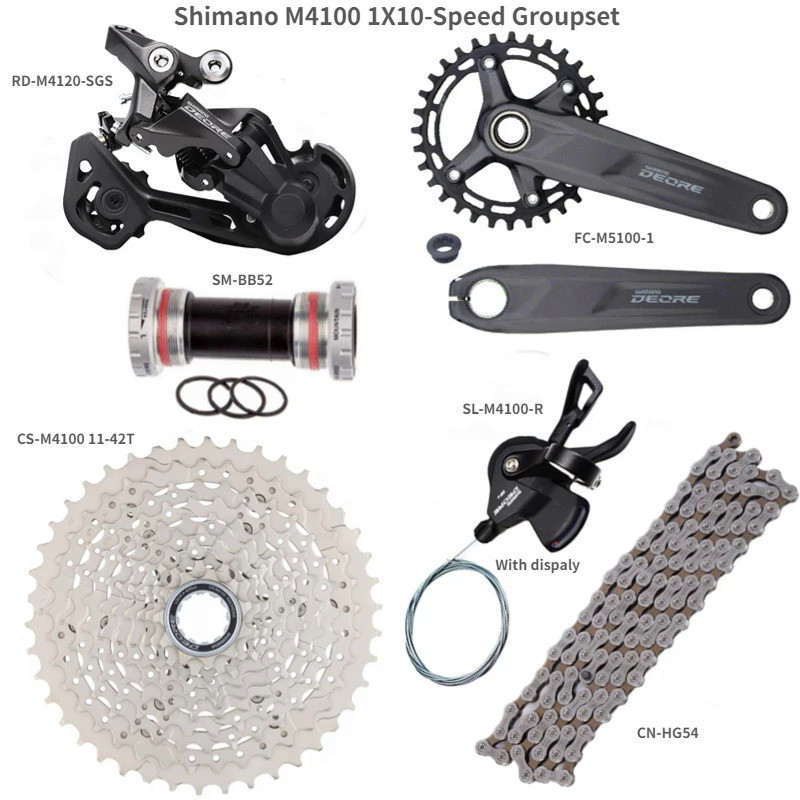 SHIMANO DEORE M4100 Groupset MTB จักรยานเสือภูเขา Groupset 1x10 - ความเร็ว 170/175-32T 11-42T/11-46T
