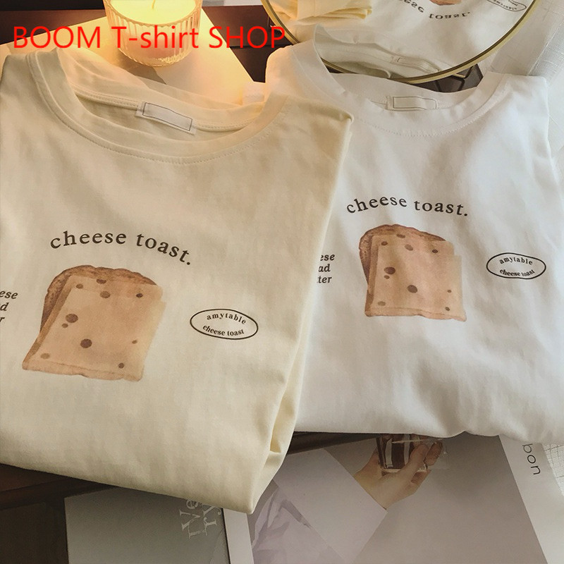 （จัดส่งตลอด 24 ชั่วโมง）BOOM SHOP เสื้อยืดผู้หญิง ผ้านิ่ม ลายแผ่นชีส น่ารัก มีของพร้อมส่งค่ะ