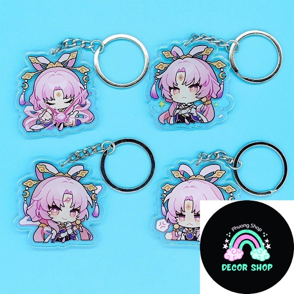 Honkai: Star Rail Fu xuan กระเป๋าเป้สะพายหลังอะคริลิคพวงกุญแจ Double-Sided Star แกะสลักรุ่น Q Fu xua