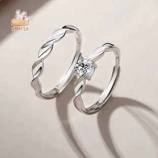 🌷XINYIA🌷 แหวนหมั้น แหวนแต่งงาน ประดับคริสตัล สีเงิน สวยหรู สําหรับผู้หญิง และคู่รัก