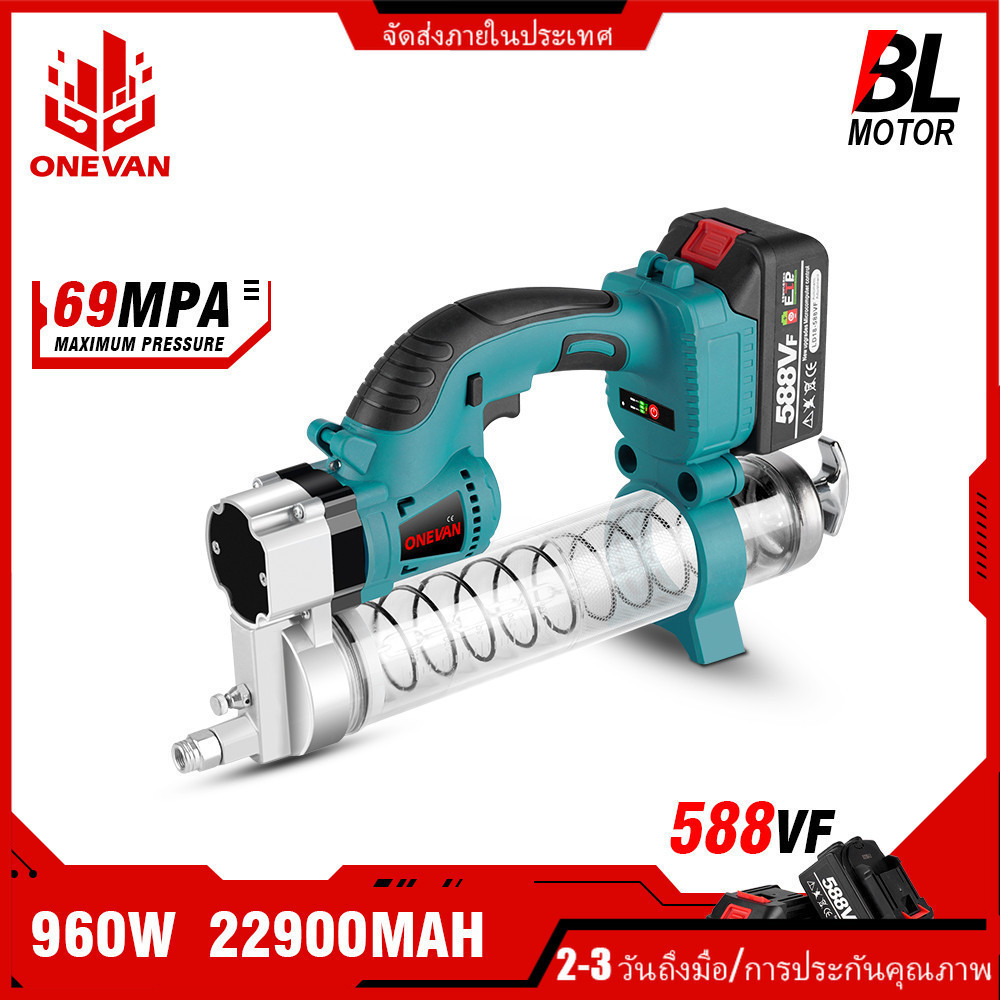 Onevan เครื่องจาระบีไฟฟ้าไร้สาย แรงดันสูง 10000PSL สําหรับแบตเตอรี่ Makita 18v