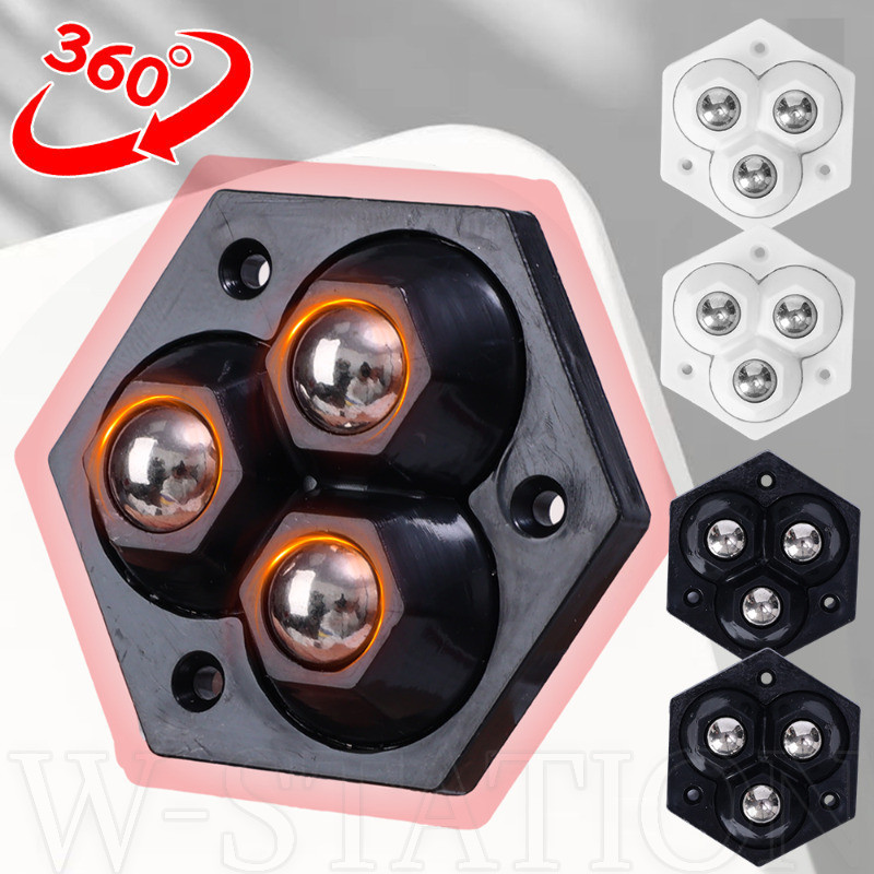 ล้อหกเหลี่ยม สเตนเลส 360 ไร้การเจาะ ทนต่อการสึกหรอ° ลูกล้อหมุนเฟอร์นิเจอร์ อเนกประสงค์ รับน้ําหนักได้มาก พร้อมกล่องลูกปืน