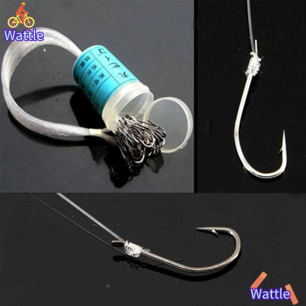 Wattle ตะขอตกปลา เหล็กคาร์บอน พร้อมสายเอ็นตกปลา 50 40 30 25 ชิ้น