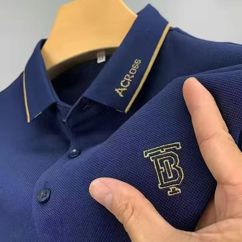 แฟชั่นฤดูร้อน สําหรับผู้ชาย สไตล์นักธุรกิจ สําหรับ เสื้อยืดผู้ชาย เสื้อโปโลแขนสั้น เสื้อคอปก ปักโลโก้
