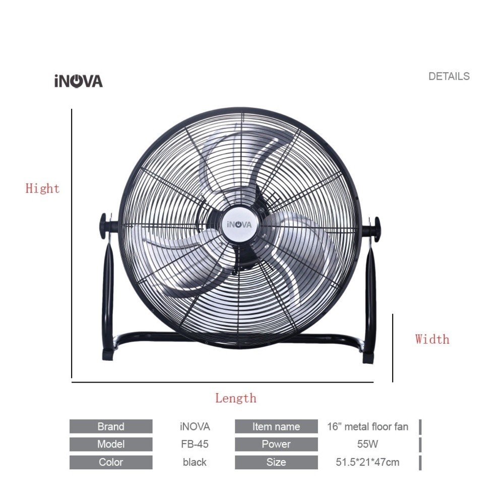 steakshop steakshop-INOVA พัดลมอุตสาหกรรมตั้งพื้นขนาด 20 นิ้ว  d
