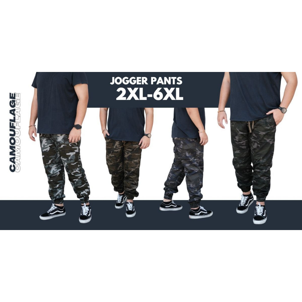 ผ้าลาย กางเกงจ็อกเกอร์ ลายพราง ผู้ชายอ้วน ไซส์ใหญ่ (Jogger Pants) 2XL , 3XL , 4XL , 5XL , 6XL #E223