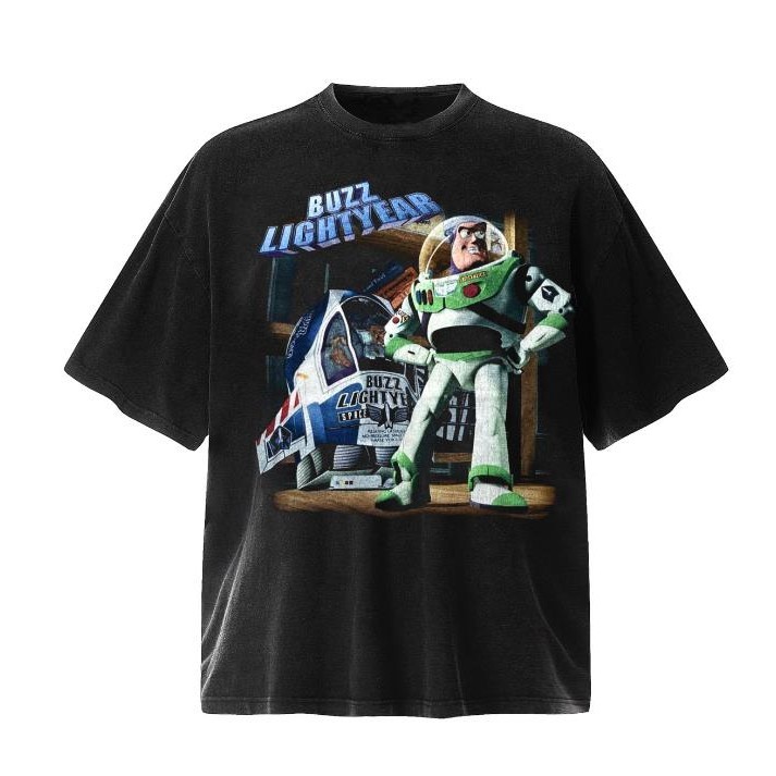 Buzz BUZZ Lightyear Limited "American Retro vintage West Coast เสื้อแขนสั้น พิมพ์ลาย สไตล์ฮิปฮอป