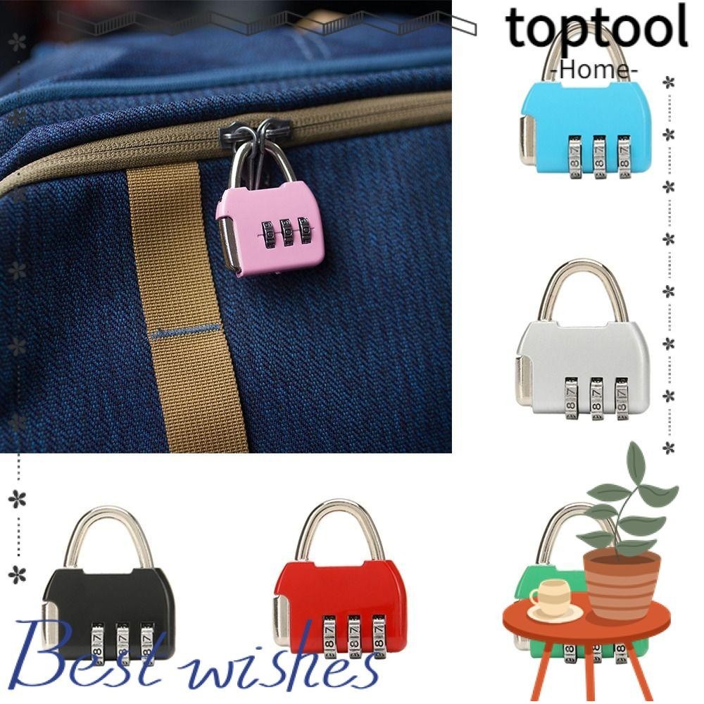 Toptool กุญแจล็อกกระเป๋าเดินทาง แบบใส่รหัสผ่าน 3 หลัก โลหะผสมสังกะสี กันขโมย ขนาดพกพา สําหรับหอพัก ตู้เสื้อผ้า บ้าน