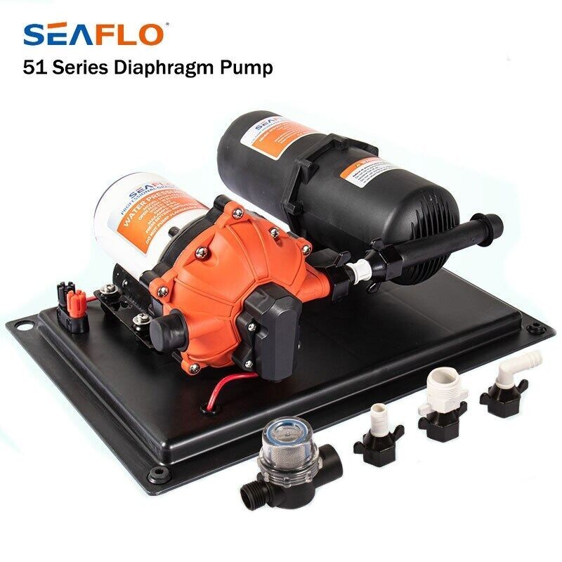 SEAFLO RV Stabilized Water Supply ระบบปั๊มไดอะแฟรม 1L ถังความดันขนาดใหญ่ Flow Self Priming ปั๊มสําหรับเรือยอชท์ Stable