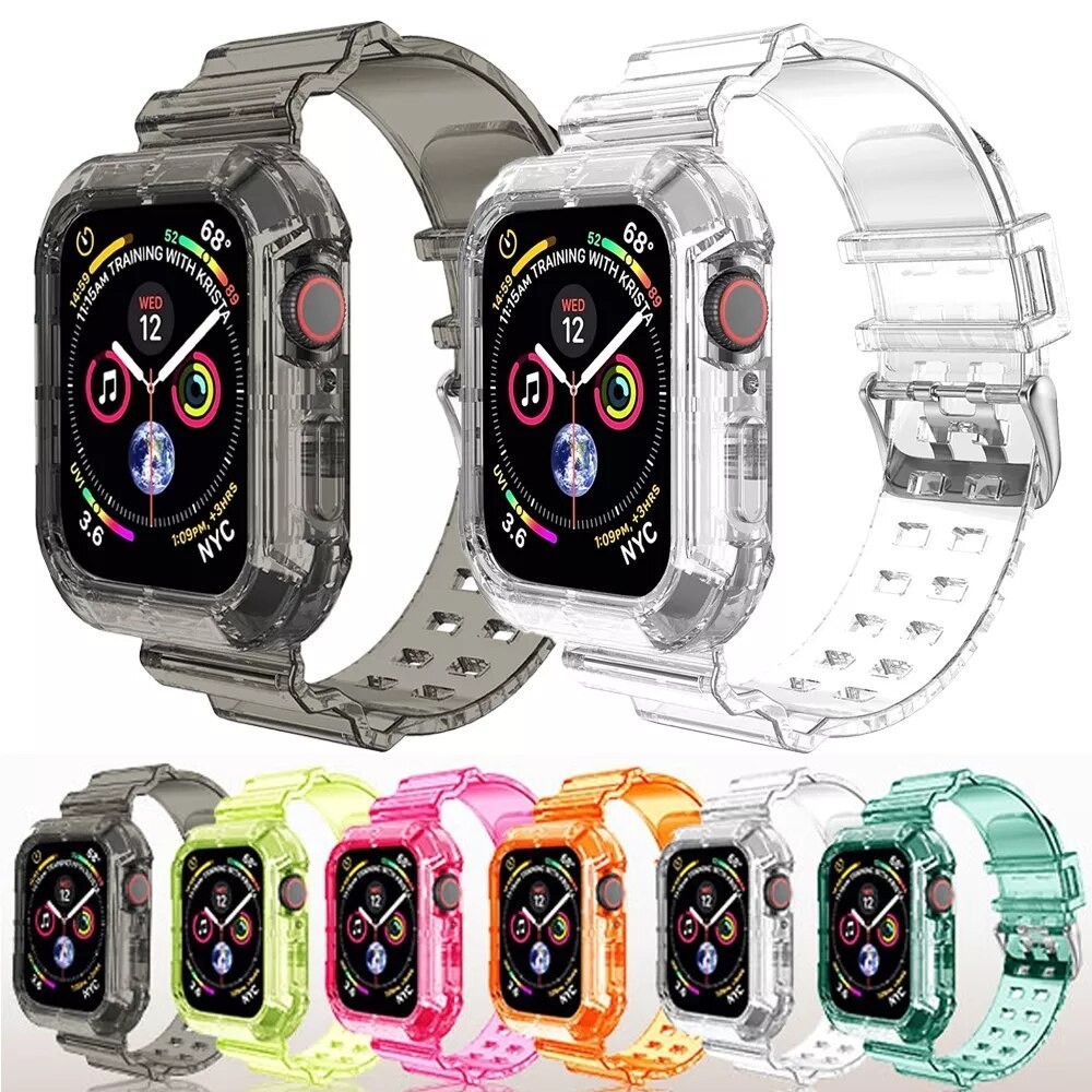 สายนาฬิกาข้อมือซิลิโคนใส หลากสี แบบเปลี่ยน สําหรับ Apple Watch Series SE 7 6 5 4 3 2 1 iWatch Band 38 มม. 40 มม. 41 มม. 42 มม. 44 มม. 45 มม.