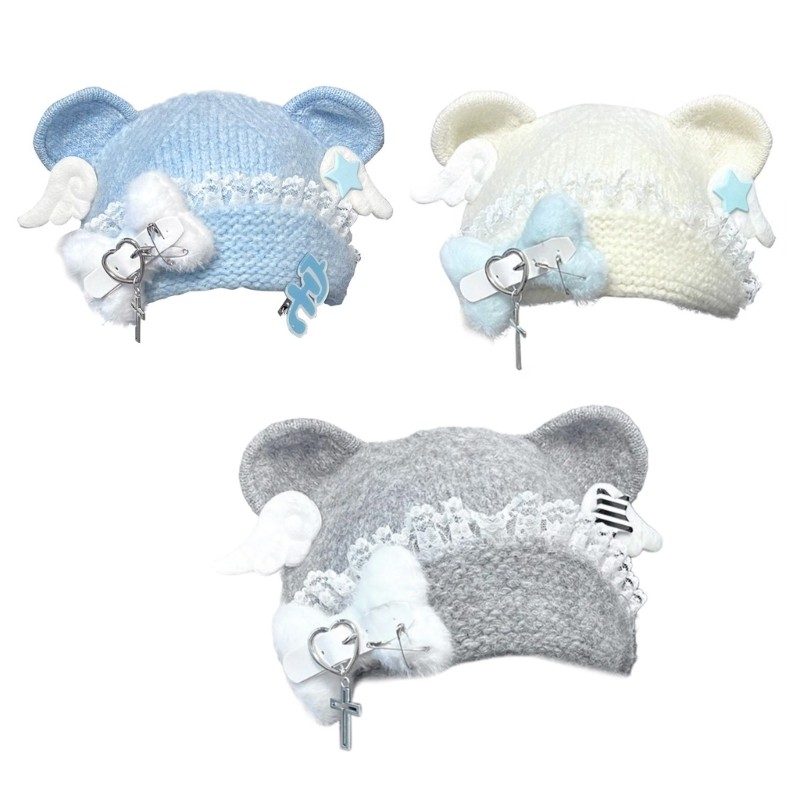 Perfect Punk Blue Ear Headwear สําหรับเล่นกีฬาฤดูหนาวขี่จักรยานและปีนเขาหมวกฤดูหนาว