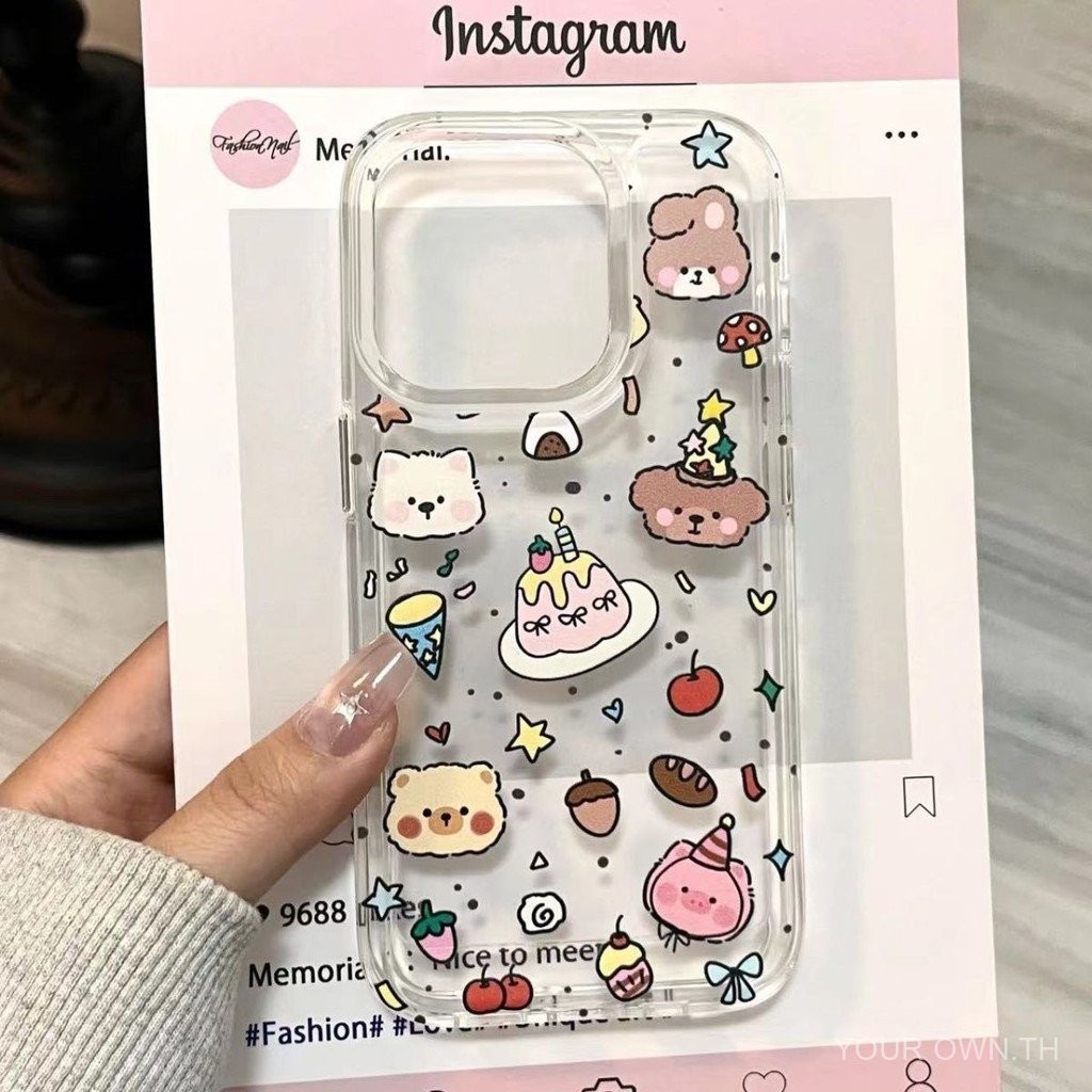 เคสโทรศัพท์โดปามีนเค้กสัตว์ สำหรับ iPhone 16/P15 Pro Rainbow Hand 14 Pro Max Soft Gel 13/12P/16/iPho
