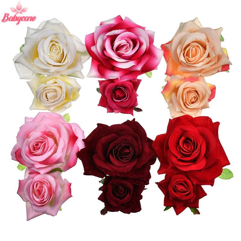 BYCE> Rose ดอกไม้ผู้หญิง Seaside Party Hairgrip เจ้าสาว Hairpin Headwear สีทึบ Headwear ใหม่