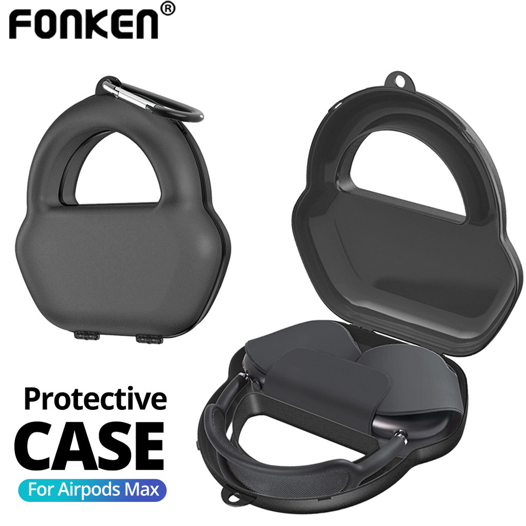 Fonken หูฟังป้องกัน Hard Case กระเป๋าเก็บชุดหูฟังพร้อมคาราบิเนอร์สําหรับ Air-Pods Max ราคา ถูกที่สุด ดีลบีเคเค