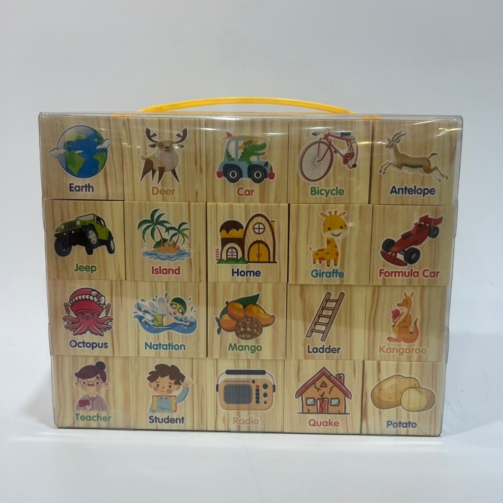 (พร้อมส่ง)บล็อคไม้ABC บล็อคไม้คำศัพท์ภาษอังกฤษ  มีคำศัพท์ทั้ง4ด้าน วัสดุไม้ ปลอดภัยไร้สารอันตราย