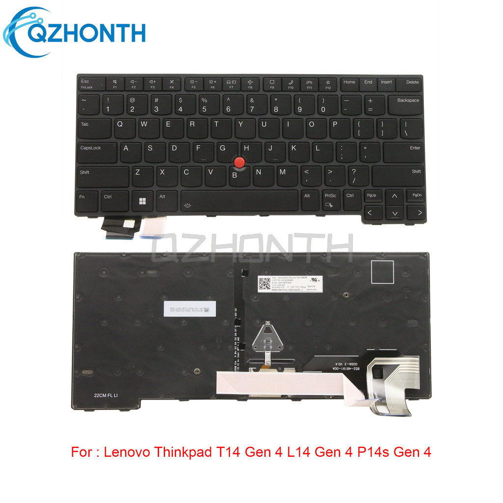 แป้นพิมพ์ US ใหม่พร้อม Backlit สําหรับ Lenovo Thinkpad T14 Gen 4 L14 Gen 4 P14s Gen 4
