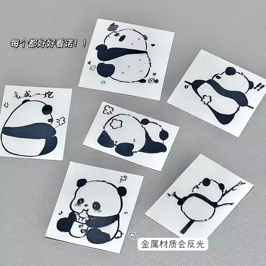 3ง สามมิติน่ารักแพนด้าสติกเกอร์โลหะการ์ตูนสร้างสรรค์สติกเกอร์ตกแต่งกันน้ําระดับไฮเอนด์คอมพิวเตอร์โทรศัพท์มือถือ