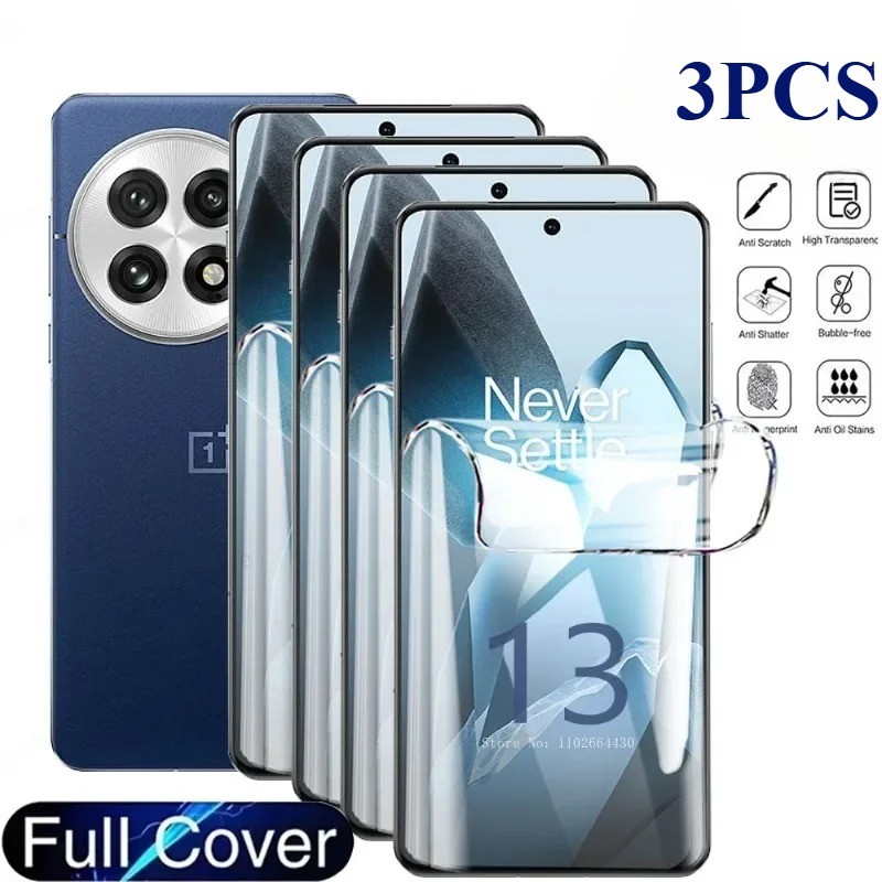 3 ชิ้น HD Clear Soft Hydrogel ฟิล์ม Anti-Blue Light กันฝุ่นสําหรับ OnePlus 13R 13 12 11R 11 10T 10R 