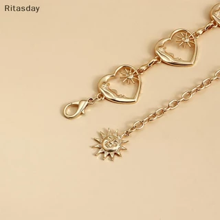 Ritasday Harajuku Punk Moon เข็มขัดโลหะผู้หญิง Vintage Punk Gothic Moon Sun เอวสูงเข็มขัดจี้เข็มขัดหญิงใหม่