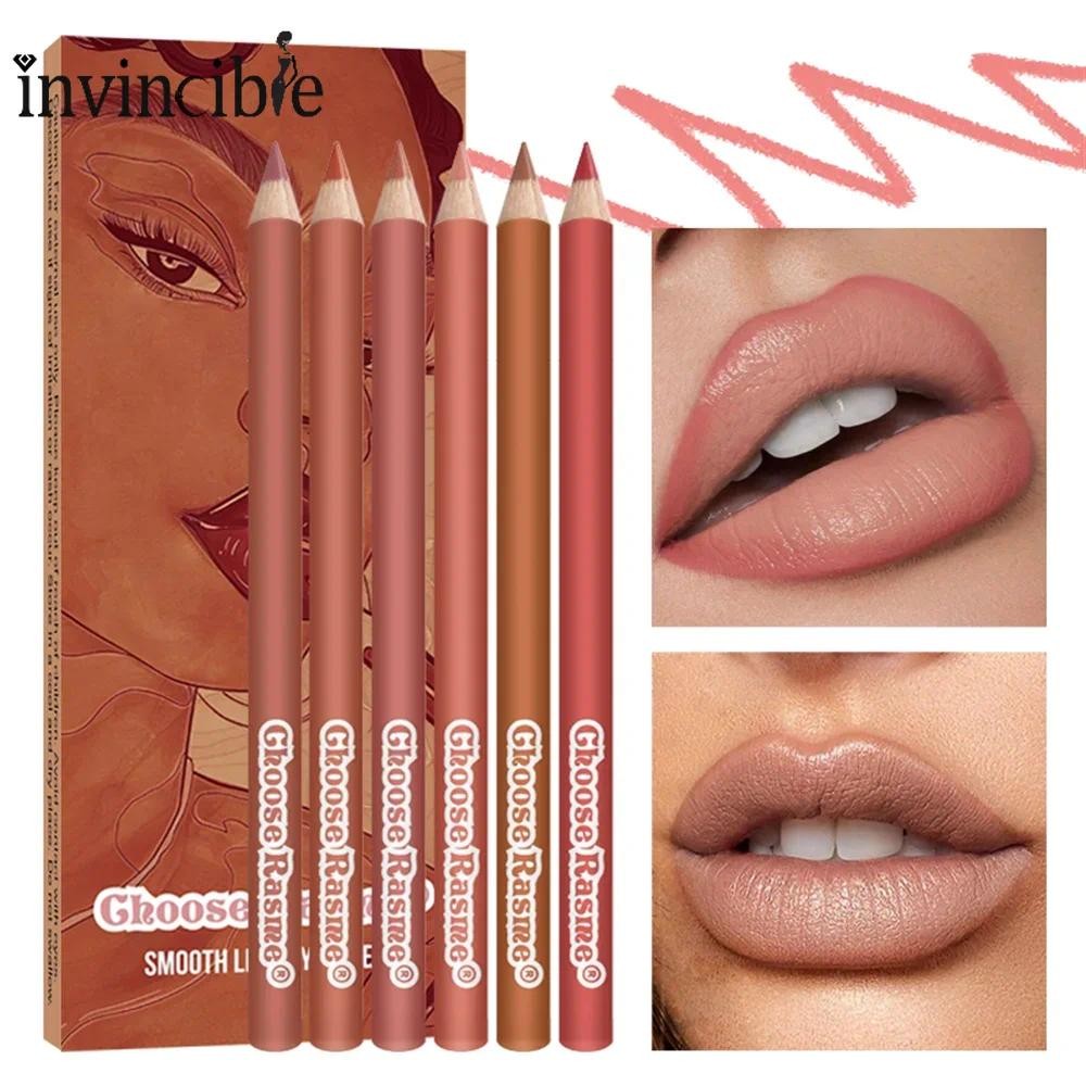 ปากกาไลเนอร์ลิปไลเนอร์กันน้ําหลายสี - ติดทนนาน Matte Outline ลิปสติกสีนู้ดเครื่องสําอางแต่งหน้า