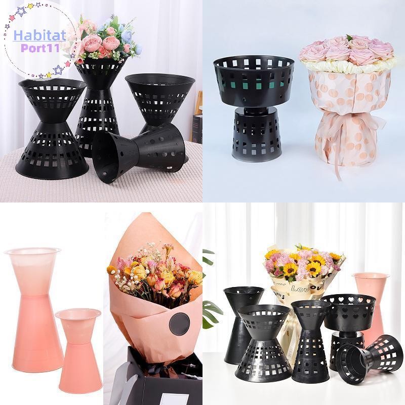 Habitatport 1 ชิ้นพลาสติกดอกไม้บรรจุภัณฑ์ Liner Plant Stands บรรจุวัสดุ Fixing Bouquet ฐานการจัดดอกไม้อุปกรณ์ดอกไม้ th
