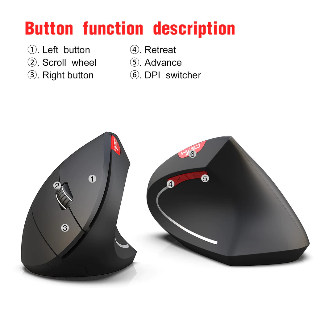เมาส์แนวตั้ง HXSJ T29 Ergonomic Bluetooth / 2.4Ghz Wireless Mouse thumbnail 5