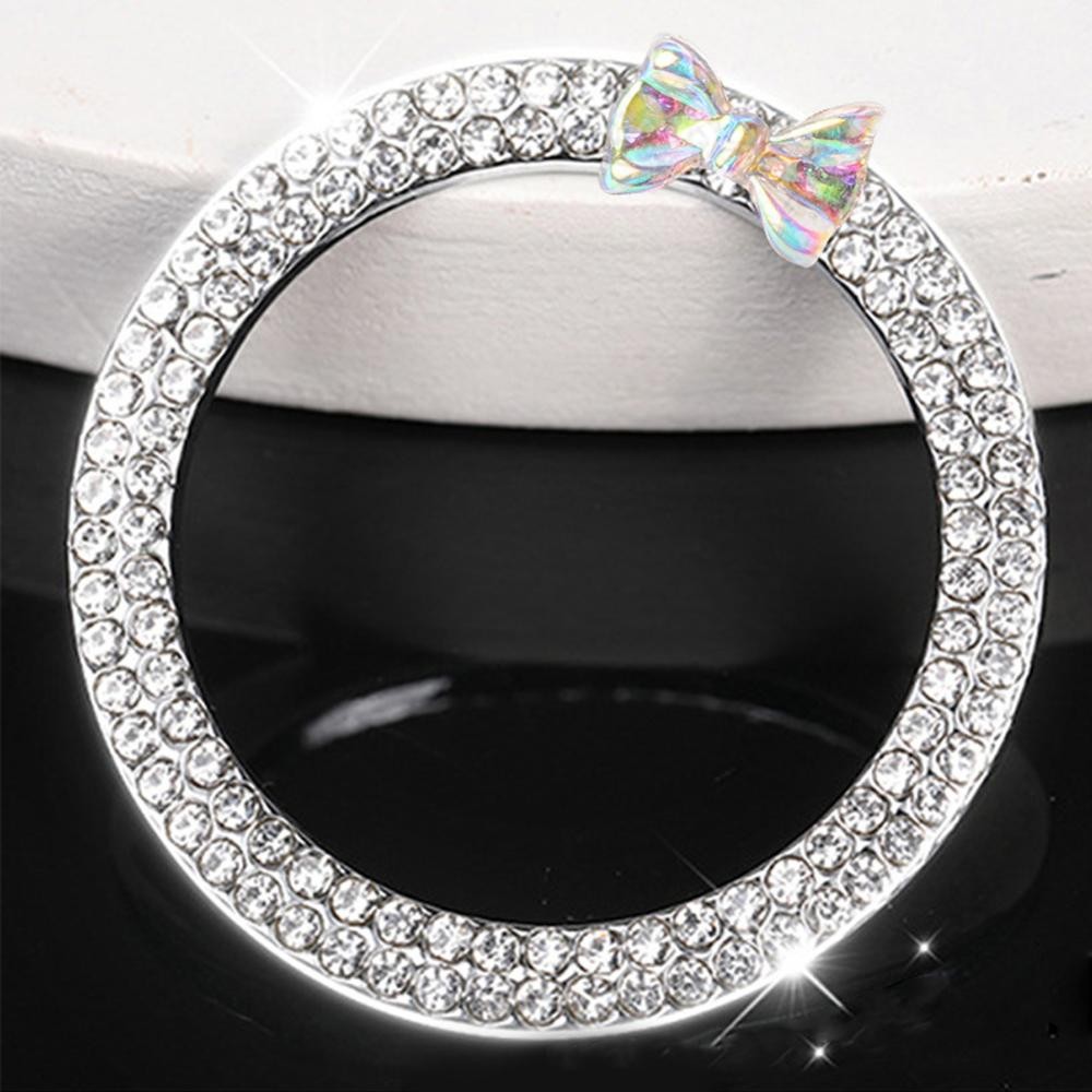 FYY สตาร์ทรถจุดระเบิดปุ่มเครื่องยนต์แหวน Bowknot แหวนจุดระเบิด Rhinestone ออกแบบปุ่มจุดระเบิดรถยนต์แหวนตกแต่ง - รูปที่ 4