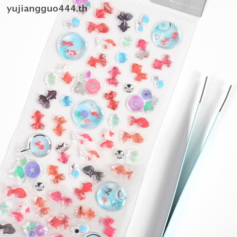 # คุณ # ญี่ปุ่นปลาทองอีพ็อกซี่คริสตัลกาวสติกเกอร์เคสโทรศัพท์สติกเกอร์ไดอารี่โน๊ตบุ๊คตกแต่งของขวัญสร้างสรรค์ .