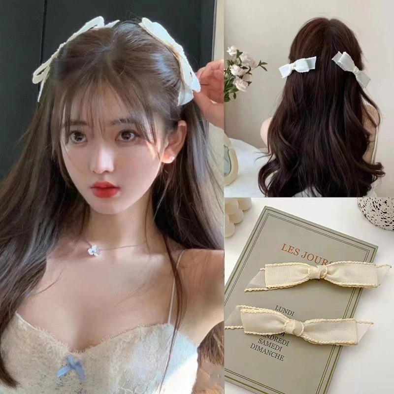 2ชิ้นชุดโบว์กิ๊บแฟชั่นเกาหลีใหม่ที่สวยงามโบว์กิ๊บอุปกรณ์ผม