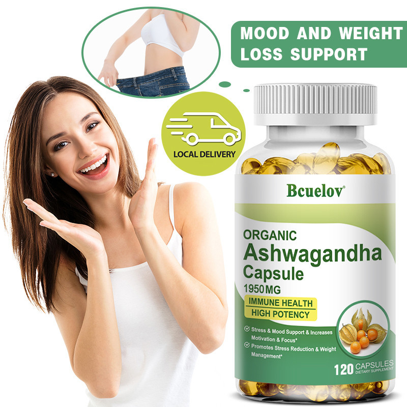 Bcuelov Ashwagandha อาหารเสริม บรรเทาความเครียด เพิ่มพลังงานและความมีชีวิตชีวา ตามธรรมชาติ