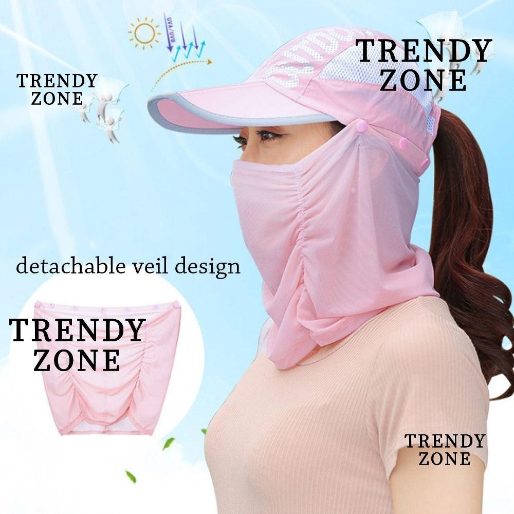 Trendyzone ม่านบังแดด หมวกกันแดด คอ ใบหน้า ถอดออกได้ ป้องกันรังสียูวี หมวกปีกกว้าง