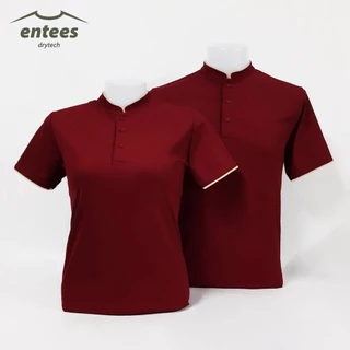 เสื้อคอจีน Micro Plus สีแดงเลือดหมู # สีแดง สีแดงเข้ม