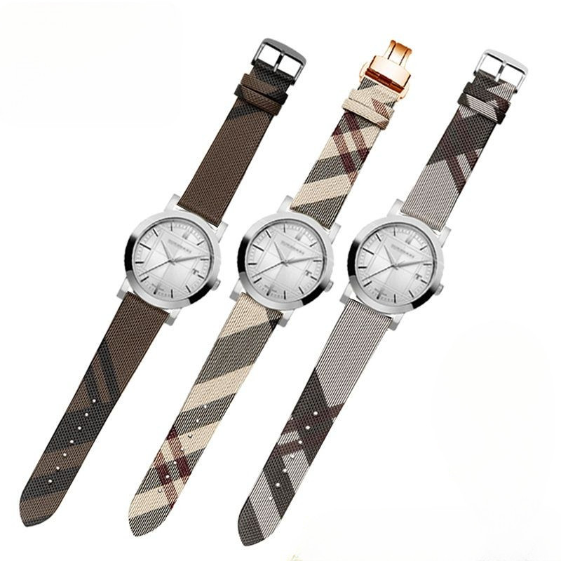 สายนาฬิกาข้อมือหนัง ลายตาราง สําหรับ BURBERRY BURBERRY BU19384 BURBERRY