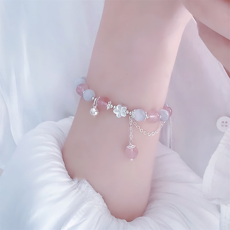 Bracelet Bracelet Peach Blossom Strawberry Crystal Opal Fresh Sweet Flow Niche Women Style