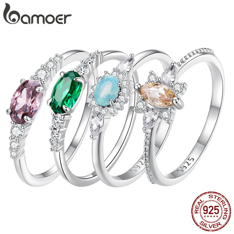 Bamoer แหวนหมั้น เงินแท้ 925 สไตล์วิคตอเรีย หรูหรา เครื่องประดับ สําหรับผู้หญิง งานแต่งงาน