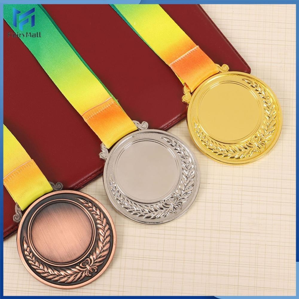 เหรียญรางวัล โลหะ สีทอง พร้อมริบบิ้นคอ ขนาด 2 นิ้ว สําหรับเด็กนักเรียน เล่นกีฬา ประชุม