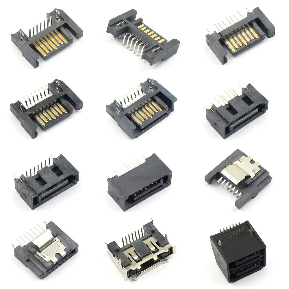 อะแดปเตอร์ซ็อกเก็ตเชื่อมต่อ SATA 7 Pin 7P ตัวเมีย ตัวผู้ มุมขวา DIP SMT SMD 5 ชิ้น สําหรับฮาร์ดไดรฟ์ HDD
