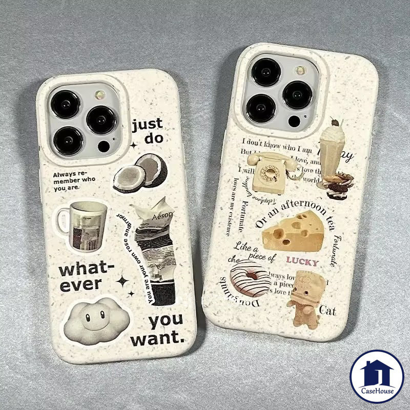 เหล้าองุ่น ชีส กาแฟ ขนมปัง อ่อนนุ่ม กรณี เข้ากันได้ สำหรับ iPhone 11 13 14 15 12 Pro Max XR 7 8 6 6s Plus 13Pro X XS MAX