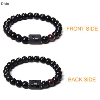 [Dhin] สร้อยข้อมือลูกปัดหินนิลธรรมชาติ สีดํา 12 กลุ่มดาว สําหรับผู้หญิง ผู้ชาย COD