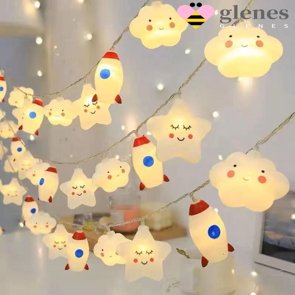 Glenes สายไฟหิ่งห้อย LED รูปก้อนเมฆ ดาว สายรุ้ง กันน้ํา สําหรับตกแต่งสวน กลางแจ้ง