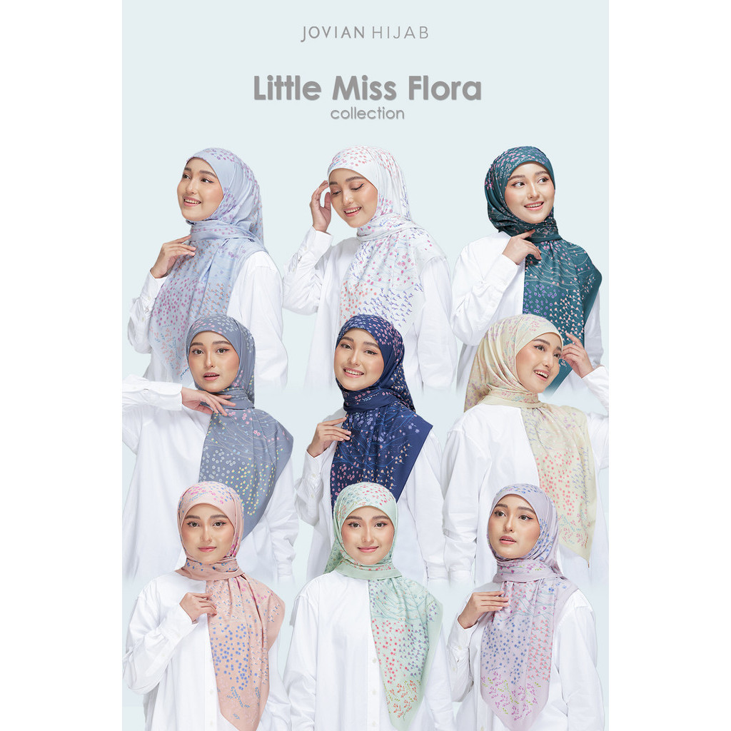 ผ้าคลุมไหล่ ทรงสี่เหลี่ยม พิมพ์ลาย Jovian Hijab Lorna Little Blooms สไตล์คลาสสิก