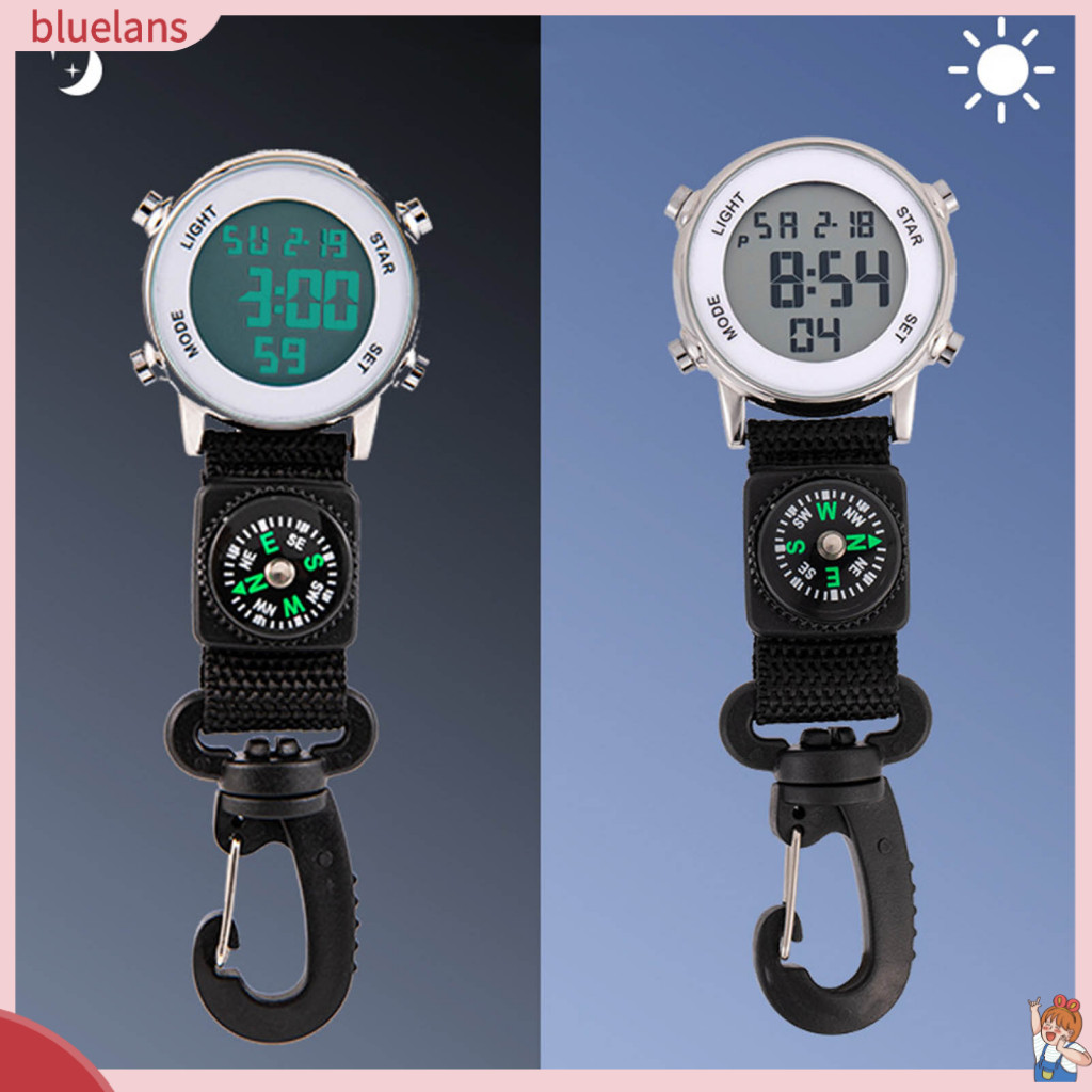 Blu นาฬิกาพ็อกเก็ตควอตซ์ หน้าจอดิจิทัล เข็มทิศ ทรงกลม กันน้ํา สไตล์วินเทจ สําหรับเดินป่า เล่นกีฬา