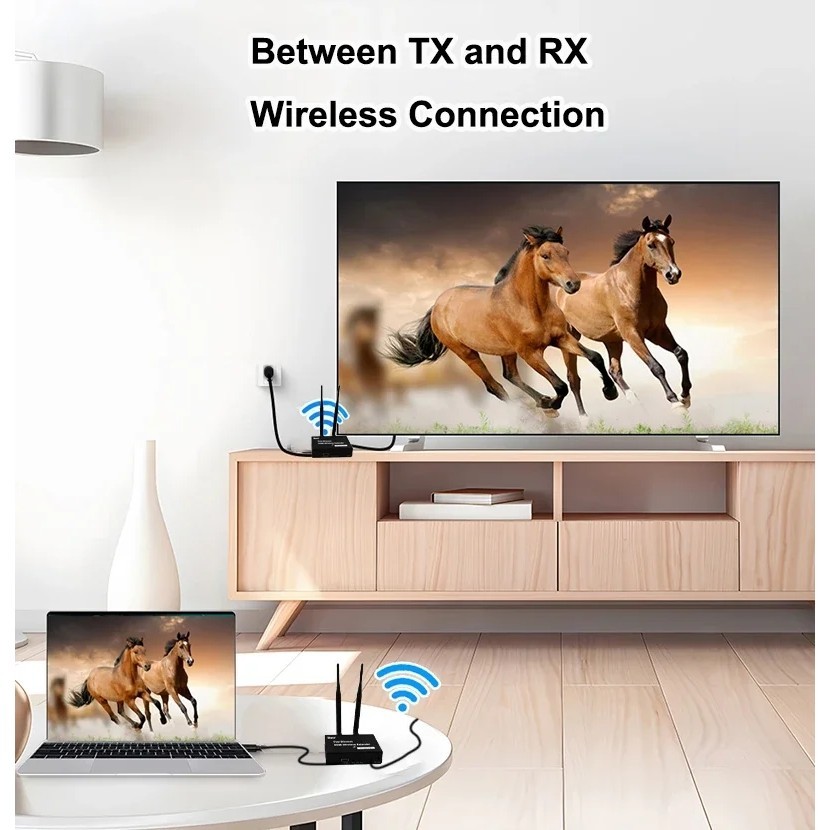 Wireless HDMI Extender 200M เครื่องส่งสัญญาณวิดีโอจอแสดงผลสําหรับตัวรับสัญญาณสําหรับกล่องทีวีแล็ปท็อปพีซีไปยังโปรเจคเตอร์