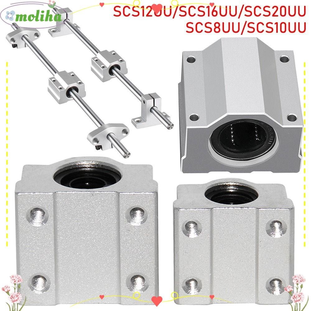 Moliha บล็อกบูชชิ่งสไลด์ ตลับลูกปืนเชิงเส้น CNC อะลูมิเนียม น้ําหนักเบา สําหรับเครื่องพิมพ์ SCS16UU SCS20UU SCS8UU SCS10UU SCS12UU