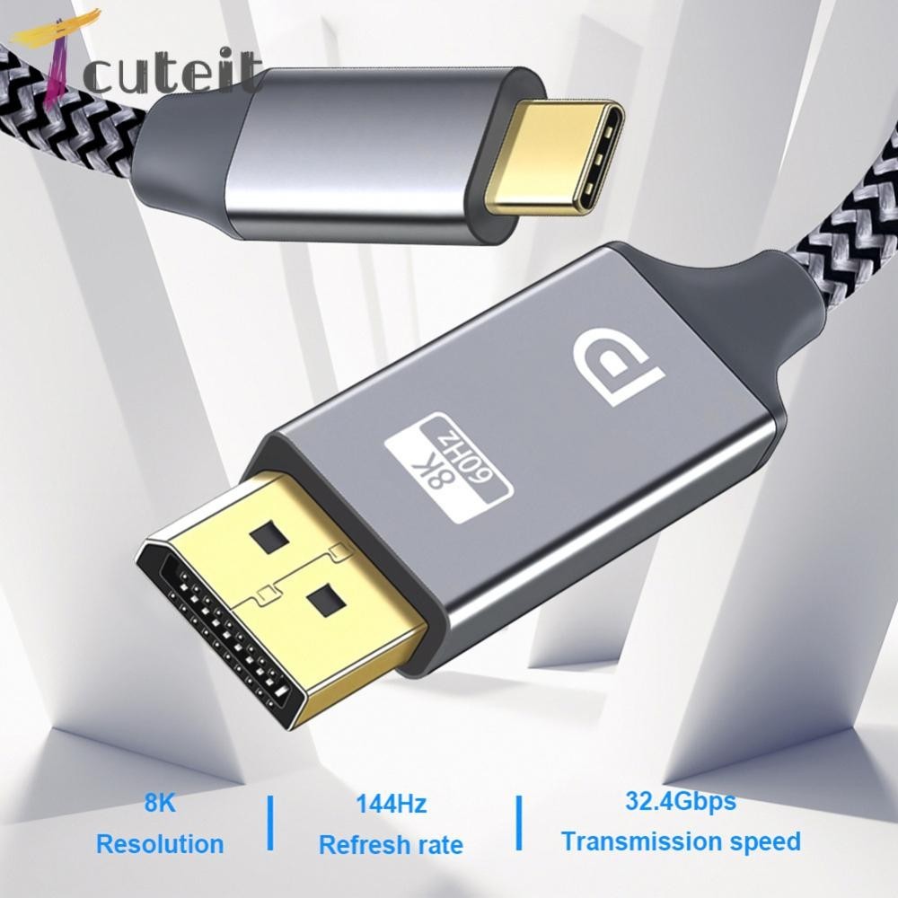สายเคเบิล USB C เป็น Displayport 1.4 32.4Gbps 8K@60Hz 4K@144Hz ยาว 1.8 ม. สําหรับแล็ปท็อป