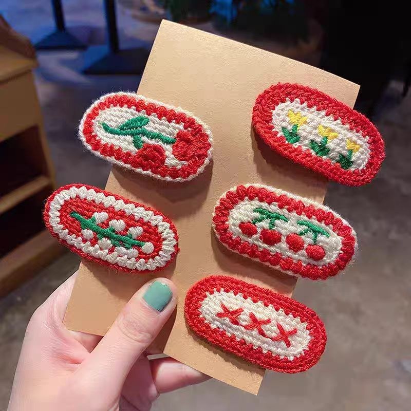 ใหม่ กิ๊บติดผม ผ้าขนสัตว์ถัก ลายการ์ตูนน่ารัก แฟชั่นเกาหลี สําหรับเด็ก