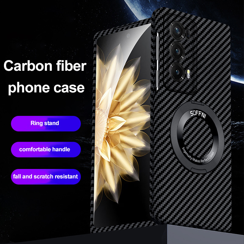 เคสคาร์บอนไฟเบอร์ กันกระแทก พร้อมแหวนแม่เหล็ก สําหรับ Honor Magic V2 Honor Magic V2 5G