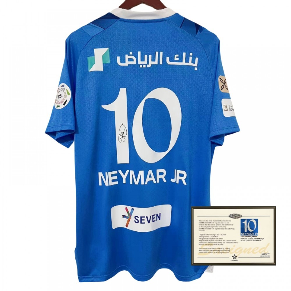 Player Edition Neymar Signature Jersey 2324 Saudi League Al Hilal Riyadh Jersey ปลอกแขนสีน้ําเงิน Fa
