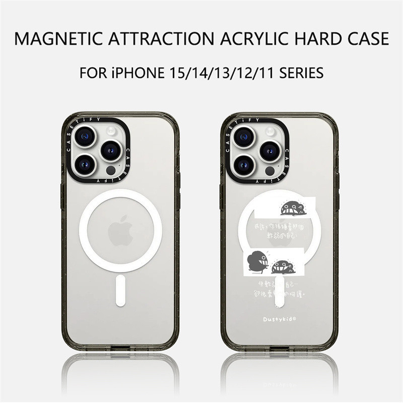 Casetify X เคสโทรศัพท์มือถืออะคริลิค TPU แข็ง แบบใส ขอบสีดํา และสีขาว พร้อมกล่อง สําหรับ Apple IPhone 11 12 13 14 15 Pro Max